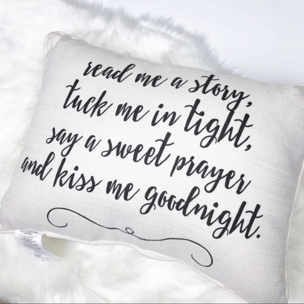 Black and white text accent pillow